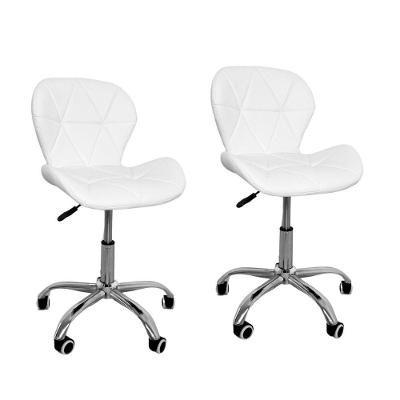 Kit 2 Cadeiras Escritório Slim Vegas Secretária Estofada Base Giratória Branco Dkadidecor