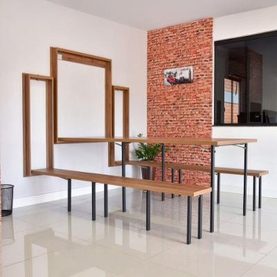 Kit Mesa Retrátil de Parede Noronha 9 Lugares com Bancos 2,15m para Cozinha Open Up!