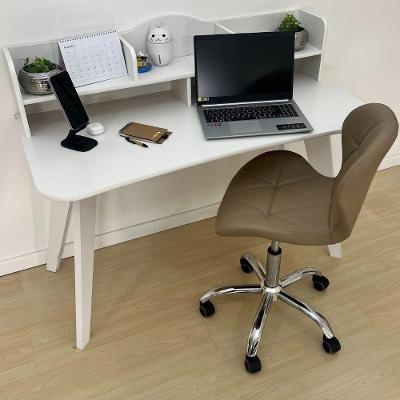 Conjunto Escrivaninha com Nichos e Cadeira Slim Melanie Nude para Escritório Dkadidecor