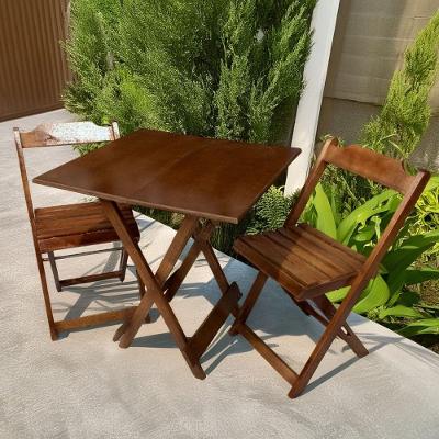 Conjunto Mesa Dobrável 70x70 com 2 Cadeiras Tampo MDF Ultra Plus Imbuia Dkadidecor