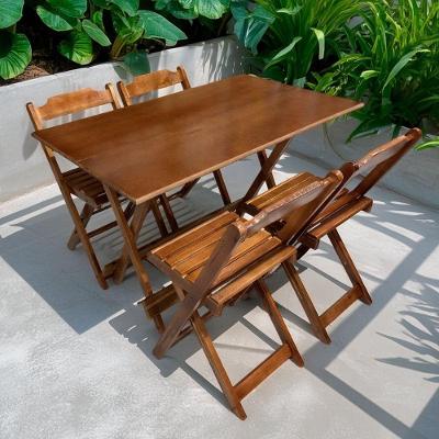 Conjunto Mesa e Cadeiras Dobrável 4 Lugares Tampo MDF Ultra Plus Imbuia 120x70cm Dkadidecor