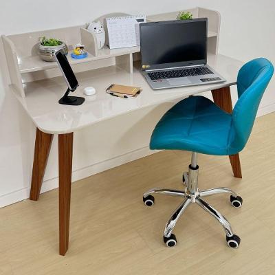 Conjunto Escrivaninha com Nichos Melanie com Cadeira Office Slim Estofada Turquesa Dkadidecor