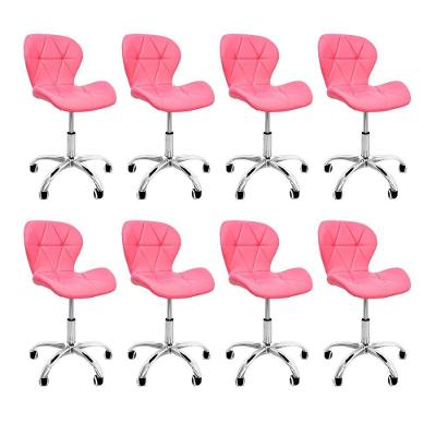 Kit 8 Cadeiras Escritório Slim Vegas Secretária Base Giratória Estofada Rosa Dkadidecor