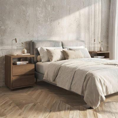 Conjunto 2 Mesas de Cabeceira Campeche 2 Gavetas MDF MDP Castanho HP Dkadidecor