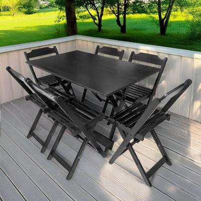 Conjunto Mesa MDF 120x70 com 6 Cadeiras Dobráveis Preto Dkadidecor