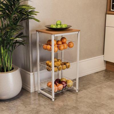 Fruteira Industrial com Tampo 3 Cestos Canela Branco MDP 39cm Cozinha Kappesberg