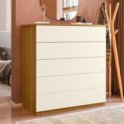 Comoda para Quarto 5 Gavetas Compacta Freijo Off White Dkadidecor