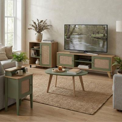 Conjunto para Sala Charlotte 4 Portas 2 Prateleiras MDF e MDP 180cm Carvalho e Menta Dkadidecor