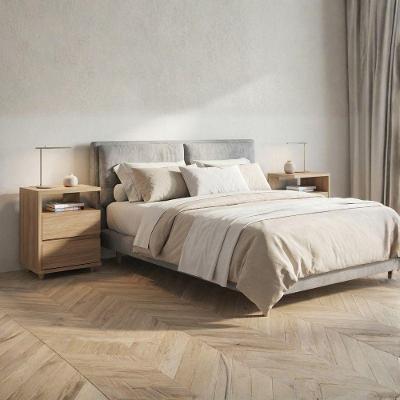 Mesa de Cabeceira Campeche Conjunto 2 Gavetas MDF MDP Jequitibá Brilho Dkadidecor