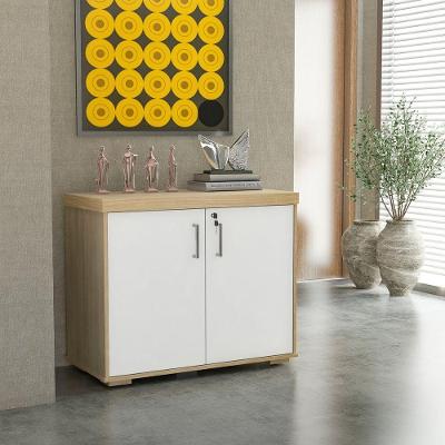 Balcão Tamburato para Escritório 2 Portas com Chave MDP 90cm Carvalho e Branco Artany