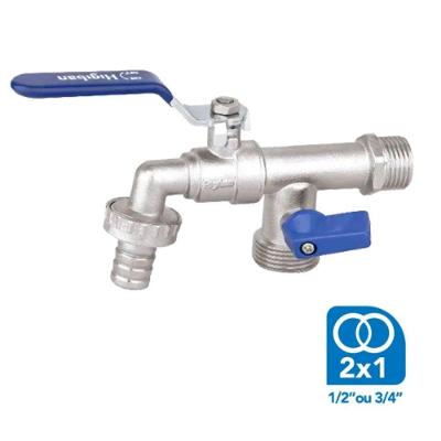 Torneira de Parede DCBRB5 Sensea Alavanca Latão Cromado Duas Saídas para Tanque e Máquina Higiban