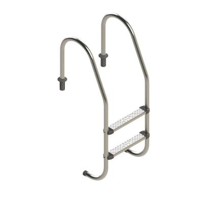 Escada para Piscina 2 Degraus Aco Inox 304 com Corrimao Polido Inox Ate 100kg Inaqua