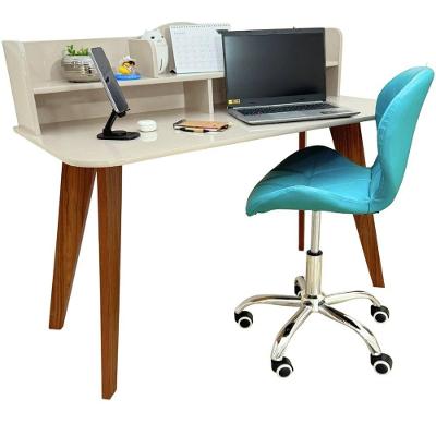 Conjunto Escrivaninha com Nichos Melanie Ciano com Cadeira Office Slim Branco Dkadidecor