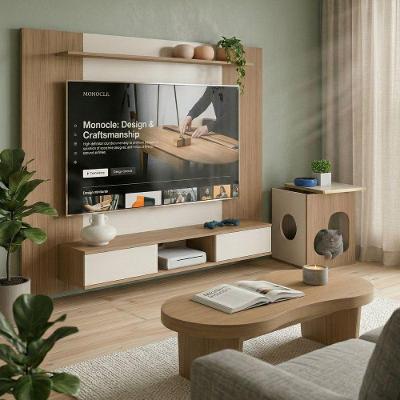 Conjunto Sala de Estar Nevada 2 Portas 2 Prateleiras MDP MDF Off White e Carvalho Dkadidecor