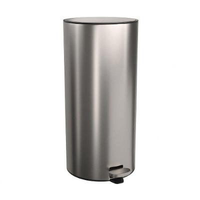Lixeira com Pedal Suprema 1005.RED.30.INX 30L Aco Inox Redonda Inox Deca