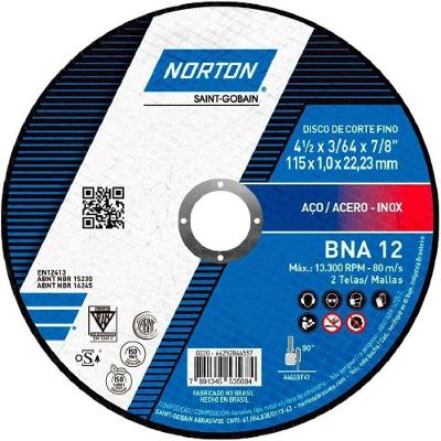 Disco de Corte BNA 12 Azul New 115x1.0x22.23mm para Aco Inox Rapidez e Vida Util Prolongada Norton