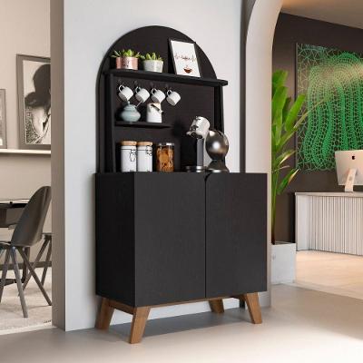 Cantinho do Café Viena 2 Portas MDF MDP 80cm Preto e Cinamomo Artely