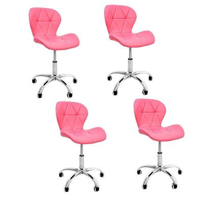 Kit 4 Cadeiras Escritório Slim Vegas Secretária Estofada Base Giratória Rosa Dkadidecor