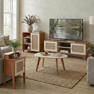 Conjunto de Sala Charlotte 4 Portas 2 Prateleiras MDF e MDP 180cm Off White Dkadidecor