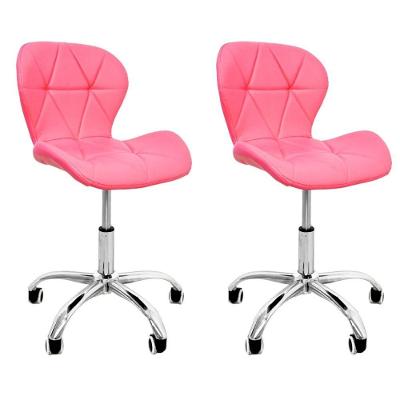 Kit 2 Cadeiras Escritório Slim Vegas Secretária Estofada Base Giratória Rosa Dkadidecor