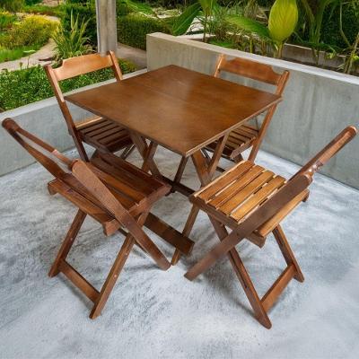 Conjunto Mesa Dobrável 4 Lugares Tampo MDF Ultra Plus Imbuia 70x70cm Dkadidecor
