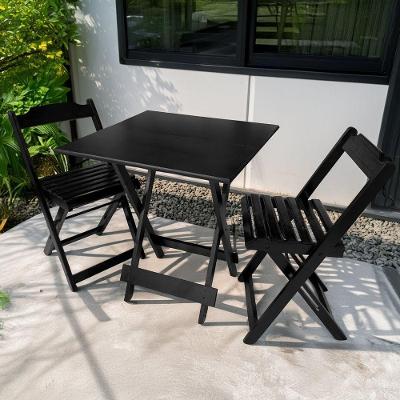Conjunto Mesa Dobrável 2 Lugares Tampo MDF Ultra Plus Preto 70x70cm Dkadidecor
