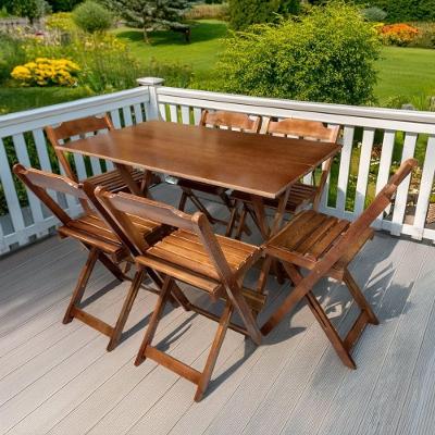 Conjunto Mesa MDF 120x70 6 Lugares com Cadeiras Dobráveis Imbuia Dkadidecor
