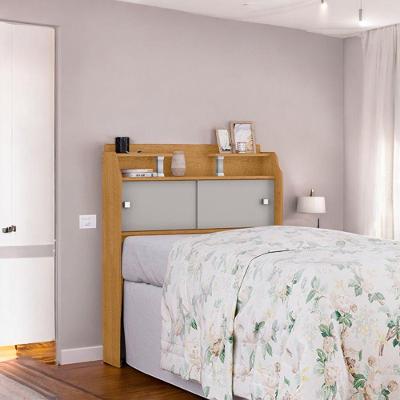 Cabeceira Solteiro Crystal com Portas Naturalle e Off White em MDF para Cama Box