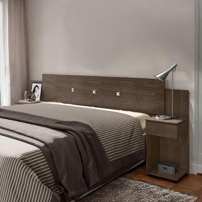 Cabeceira Box Bruna Casal com Mesa Lateral em MDF-MDP Marrom Framar