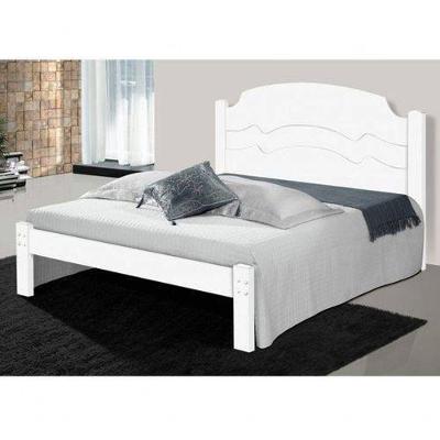 Cama Casal Iris em Mdf Branco Flexível para Quarto Cambel Móveis
