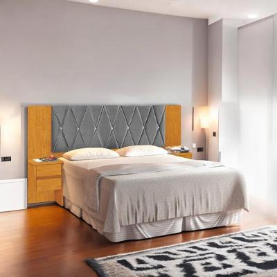 Cabeceira Malibu Casal Painel em MDF MDP Naturalle e Cinza Carmolar Móveis