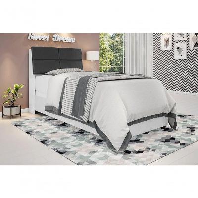 Cabeceira Isis Solteiro para Cama Box em MDF-MDP Branco e Preto Framar