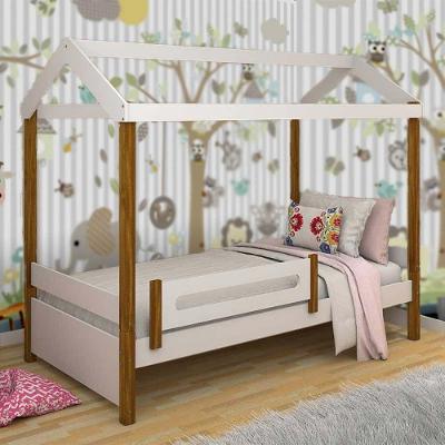 Cama Solteiro Casa Eliz com Colchão em Mdf Branca Divaloto Móveis