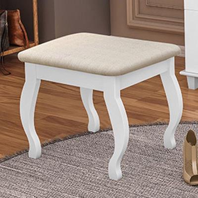 Banqueta com Almofada Luapa Móveis Seul Branco em MDP com Pés Torneados 51cm