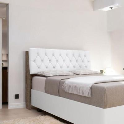 Cabeceira Estofada Yasminne Casal Fixação no Box em MDF-MDP Chocolate e Branco