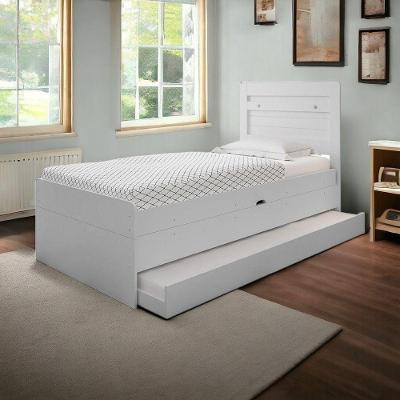 Cama Baú Solteiro Larissa com Cama Auxiliar em MDF MDP Branco Framar
