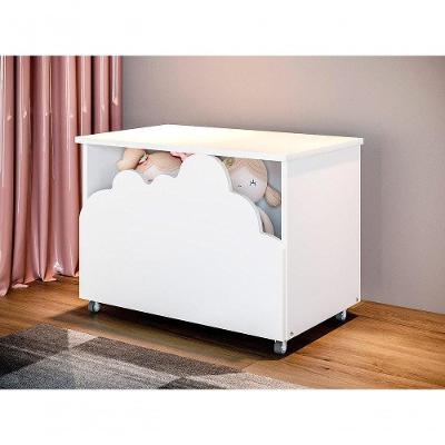 Baú de Brinquedos Nuvem Alegria Infantil em MDF Branco Divaloto Móveis