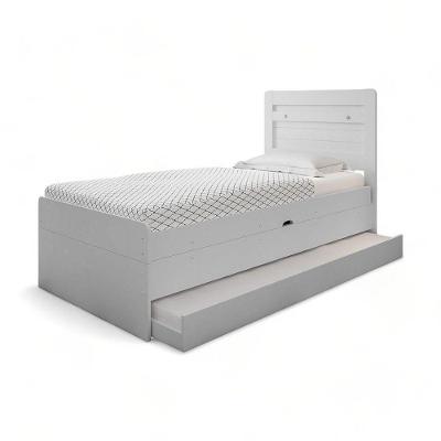Cama Solteiro Larissa com Cama Auxiliar em MDF MDP Branco Ideal Móveis