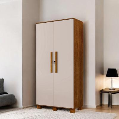 Armário Multiuso Solteiro e Closet Nairobi sem Porta em MDF com Cabideiro Canela e Off White