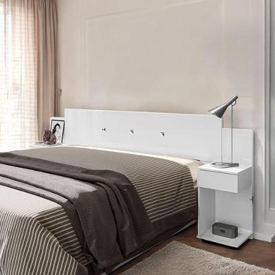 Cabeceira Box Bruna Casal com Mesa Lateral em MDF MDP Branco Framar