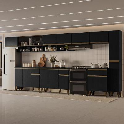Cozinha Completa Atlanta Court 17 Portas 3 Gavetas 420.5cm Preto Touch Móveis Carraro