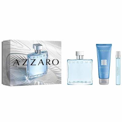 Conjunto Perfume Chrome Masculino Cítrico Aquático Amadeirado 100ML Azzaro