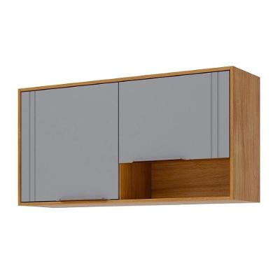 Armário Aéreo Cozinha Áurea 120cm 2 Portas MDF Cinamomo-Platina MGM