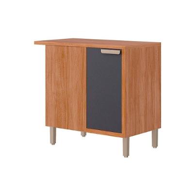 Balcão de Canto Cozinha Estela 1 Porta 1 Prateleira 100% MDF 92cm Cinamomo Titanium MGM