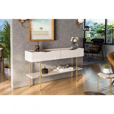 Aparador Valência 2 Portas Basculantes MDF 139cm Off White-Freijó Lukaliam Móveis