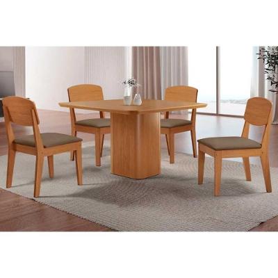Conjunto de Jantar Maldivas 4 Lugares Tampo MDF Amadeirado 90x90cm Móveis Rufato