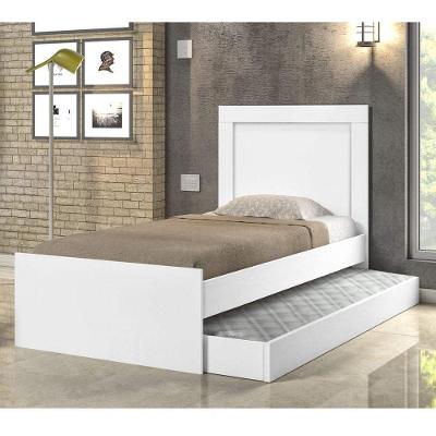 Cama Solteiro 88cm Luara com Cama Auxiliar Branco Cambel Móveis
