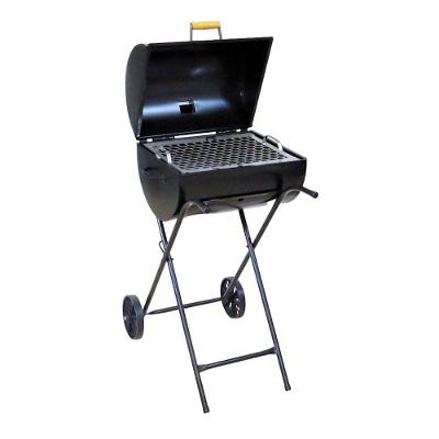 Churrasqueira a Carvão Portátil Aço Carbono com Grelha e Rodas Preto Ouro Minas Master Grill