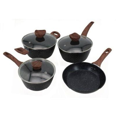 Conjunto de Panelas Antiaderente com Tampa de Vidro Fundo Triplo 4 Peças Preto Thika Importadora
