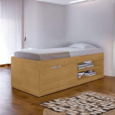 Cama Box Solteiro Penélope com Colchão com Sapateira Marrom Naturalle